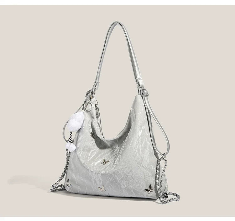 Moonlit Cloud Butterfly Slouchy Hobo Bag