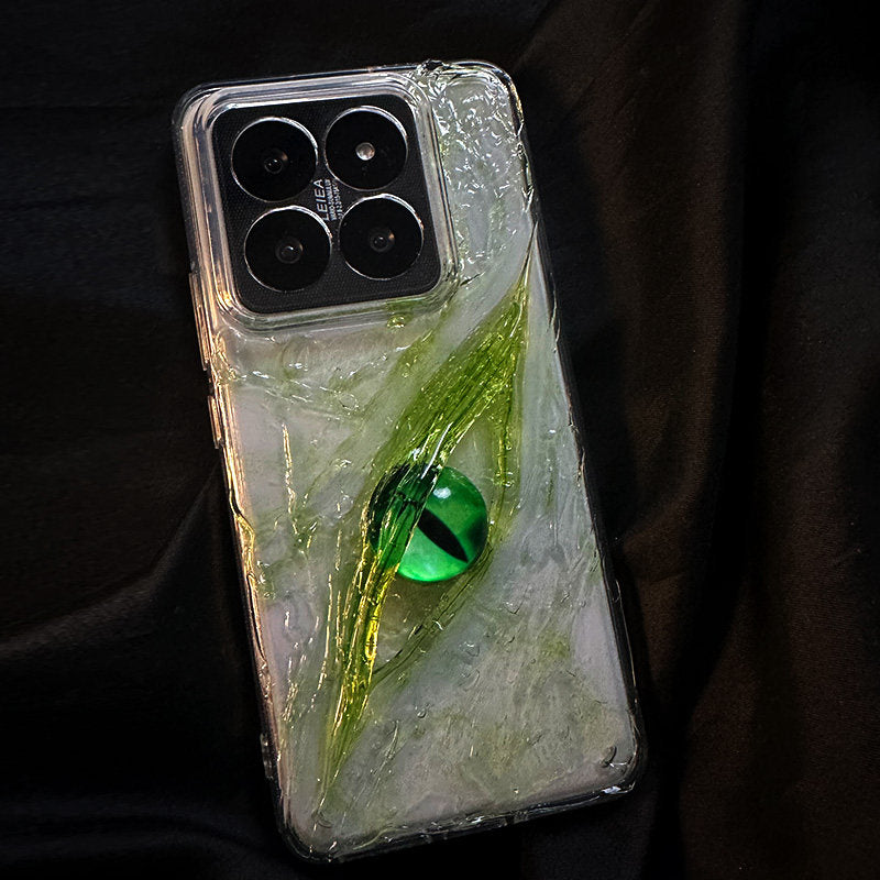 ins立体暗绿冰晶蝶适用小米15手机壳新款13ultra硬壳14pro创意xiaomi13情侣时尚透明13pro个性11全包UL防摔