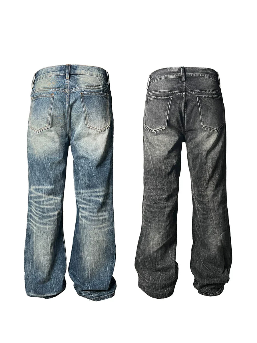 Vintage Wash Wide-Leg Stack Jeans