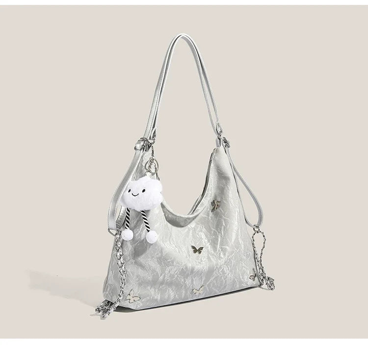 Moonlit Cloud Butterfly Slouchy Hobo Bag