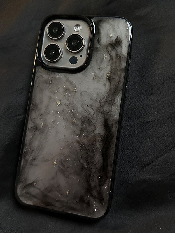 防摔星星闪粉黑边晕染适用苹果16Pro手机壳小众iPhone15Pro高级感17Pro新款12情侣11简约创意17硬壳原创x手工