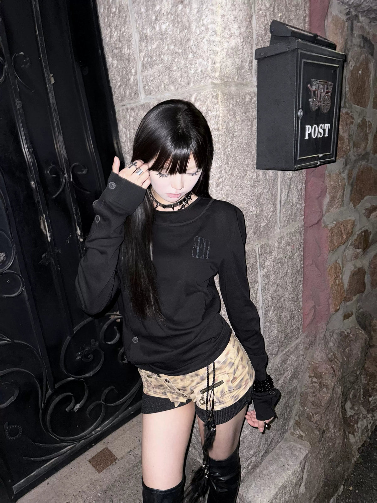 Cross Coffin Layered Double-Sleeve Tee