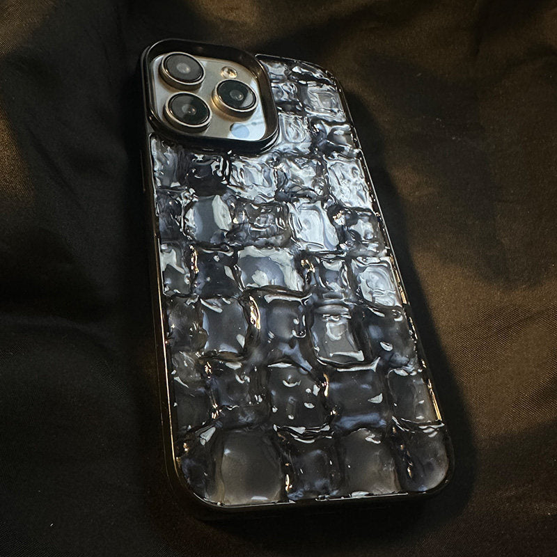 立体黑色水块适用苹果16Pro手机壳iPhone15Promax高级感14Promax硬壳13小众17黑边12防摔16保护套15网红ins