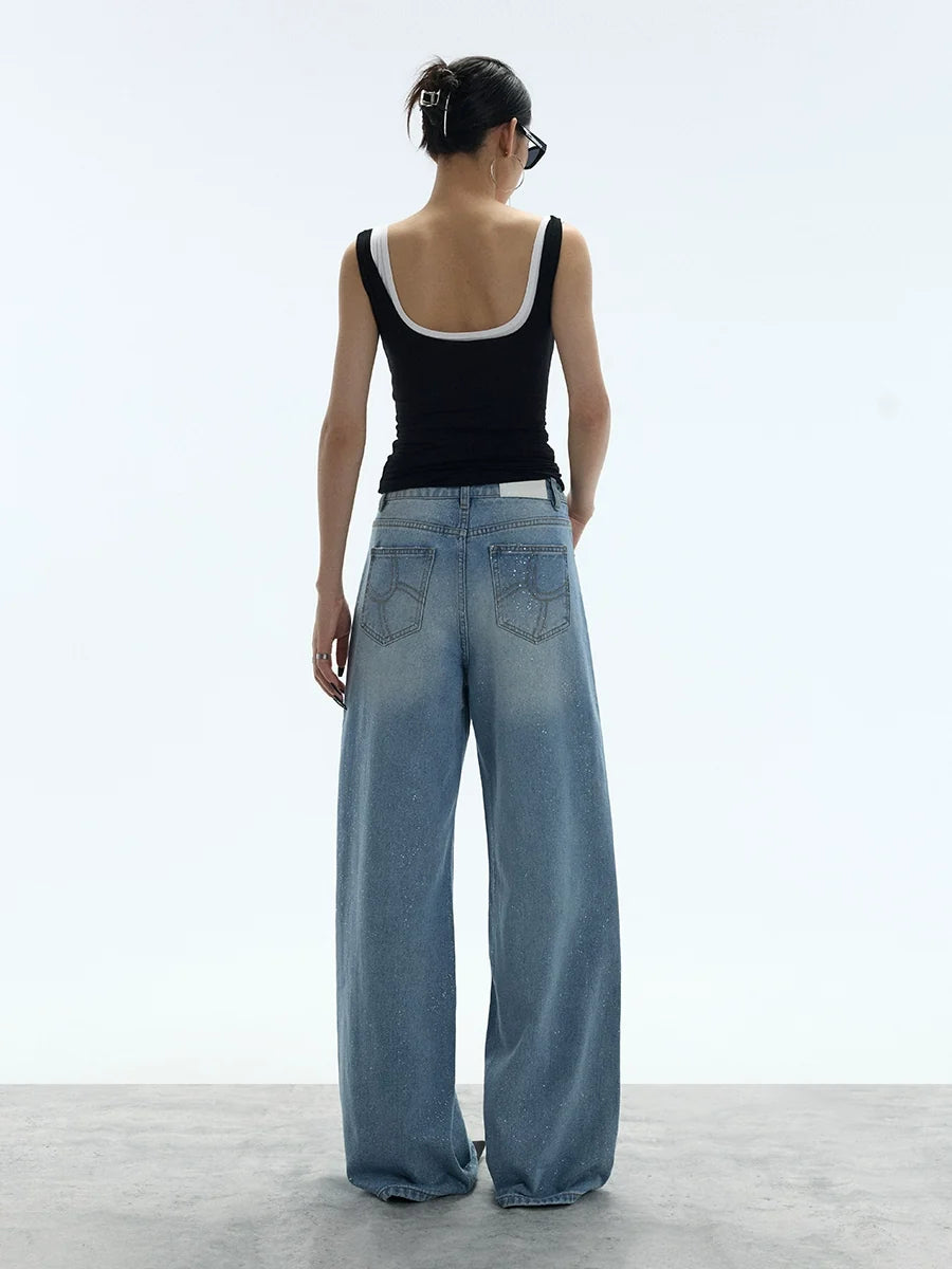 Stardust Fade Glitter Wide‑Leg Jeans