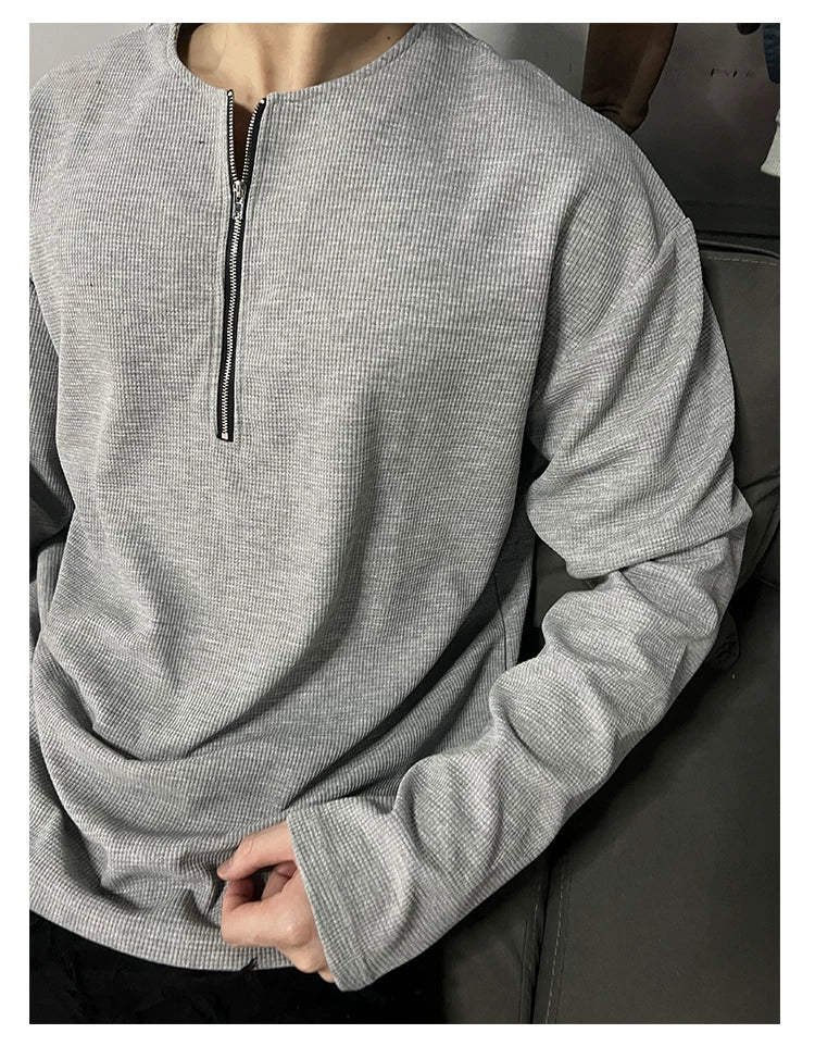 Minimal Half-Zip Long-Sleeve Sweatshirt