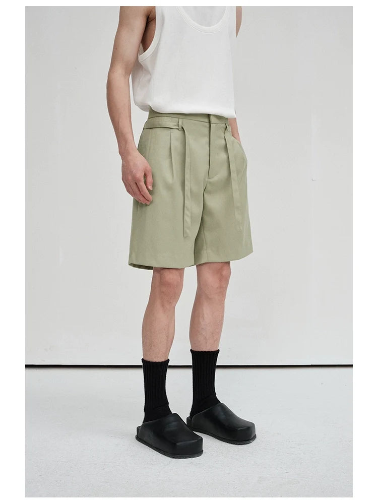 Drawstring Single-Pleat Shorts