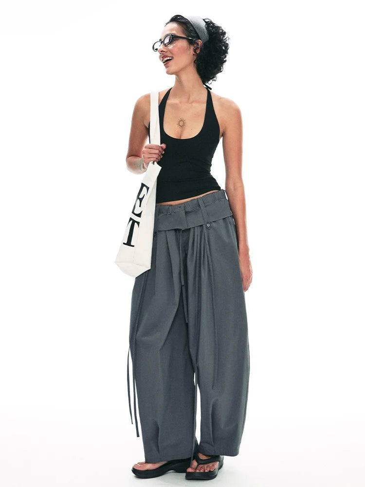 Wide-Leg Paper Bag Trousers