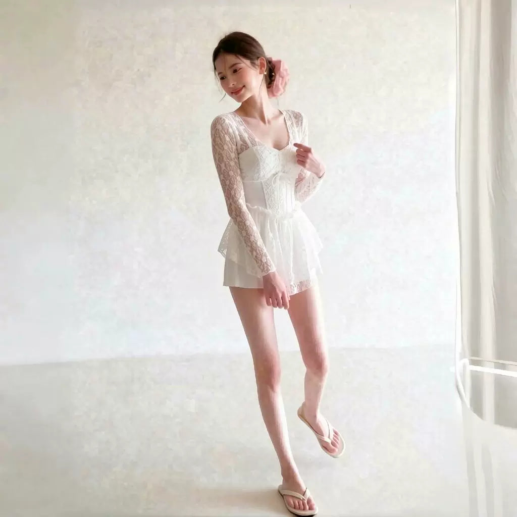 Moonlit Lace Corset Swim Dress