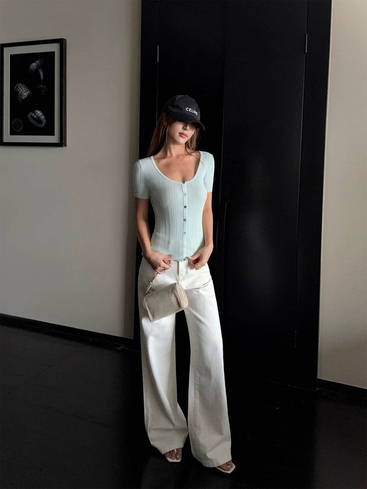 Cloudline Wide-Leg Cream Denim Pants