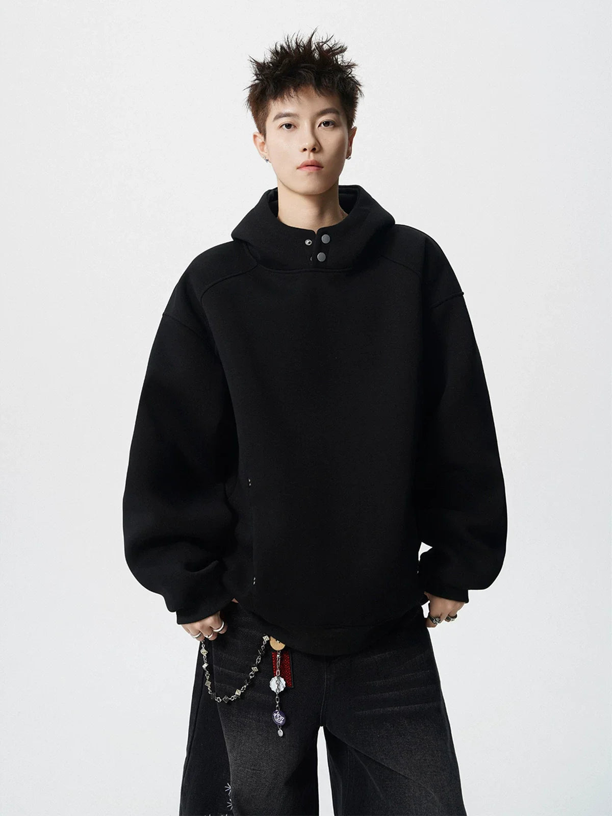 Cloudshell Snap‑Neck Fleece Hoodie