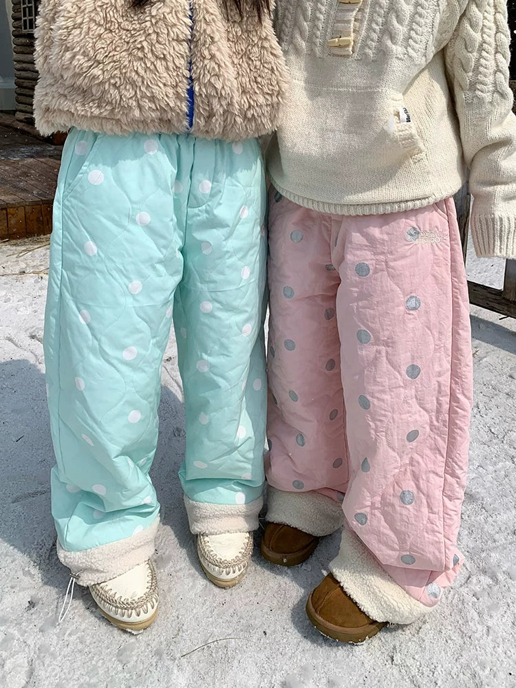 Frosty Polka Puff Fleece Cuff Pants