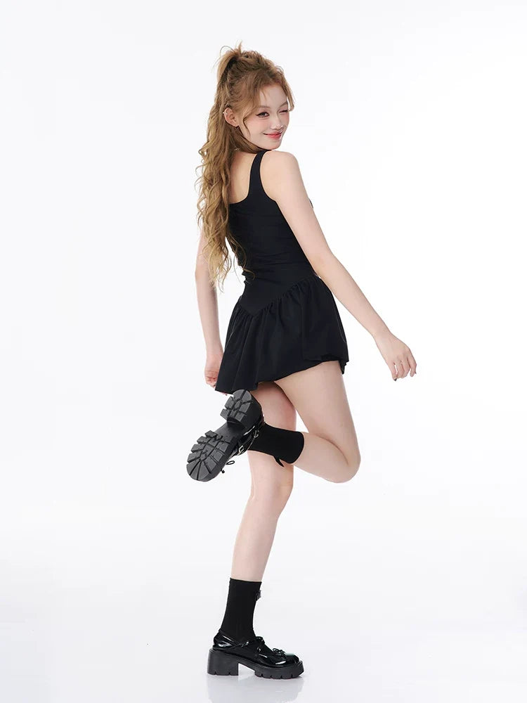 Midnight Ballet Bow Skater Swim Dress