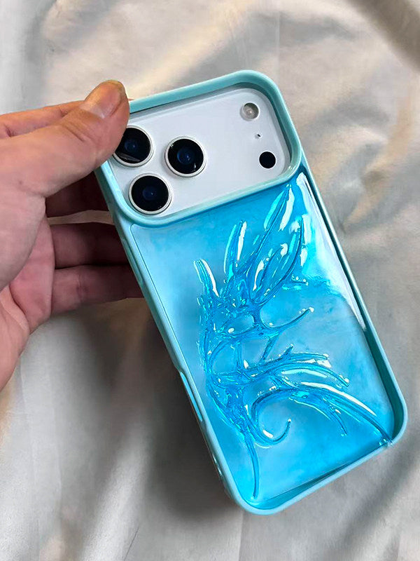 立体冰透蓝边翅膀适用苹果17pro手机壳iPhone16Pro高级感15Promax大孔14Pro创意13pro情侣12原创11保护防摔