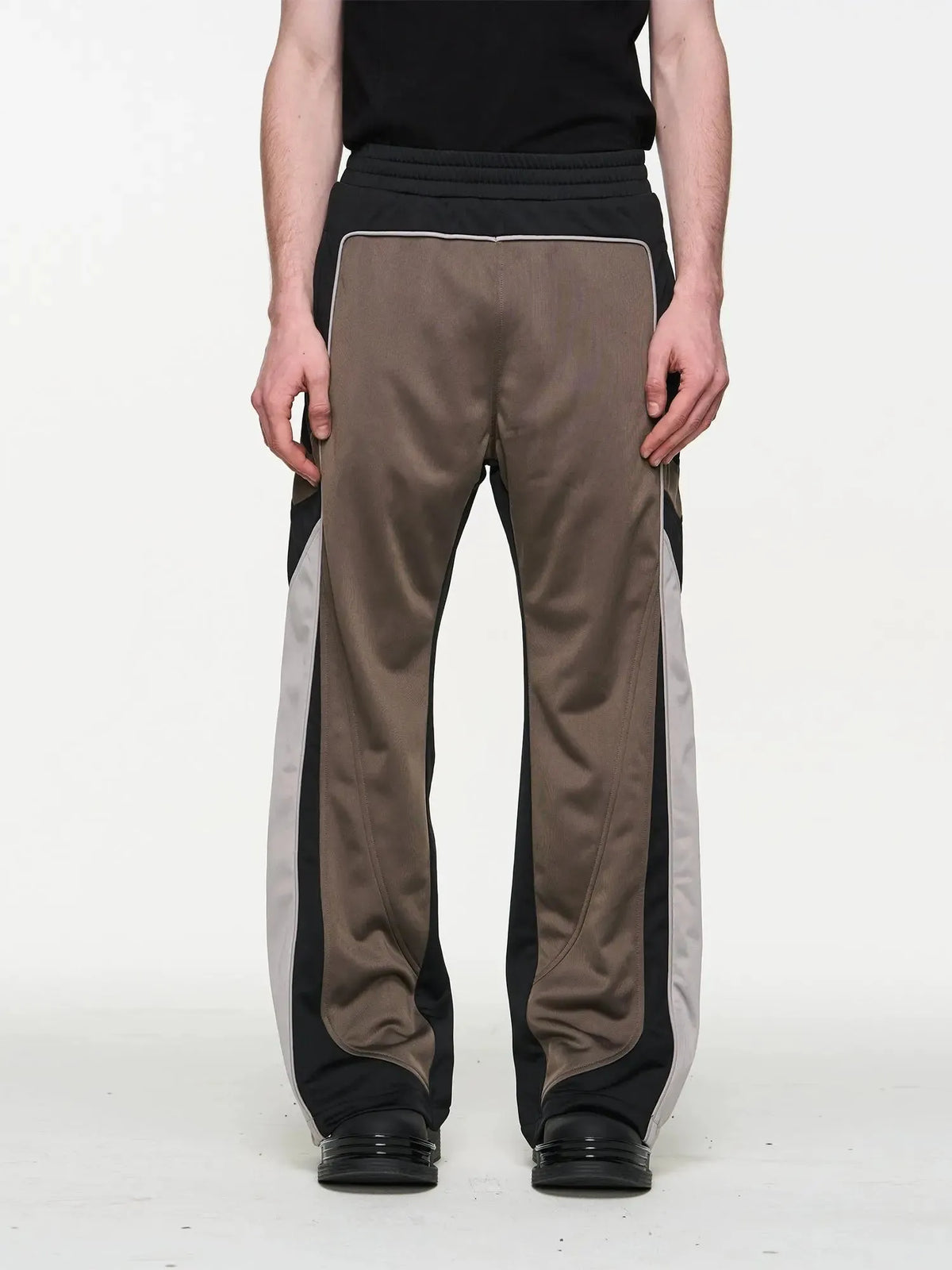 Color-Block Embroidered Straight-Leg Pants