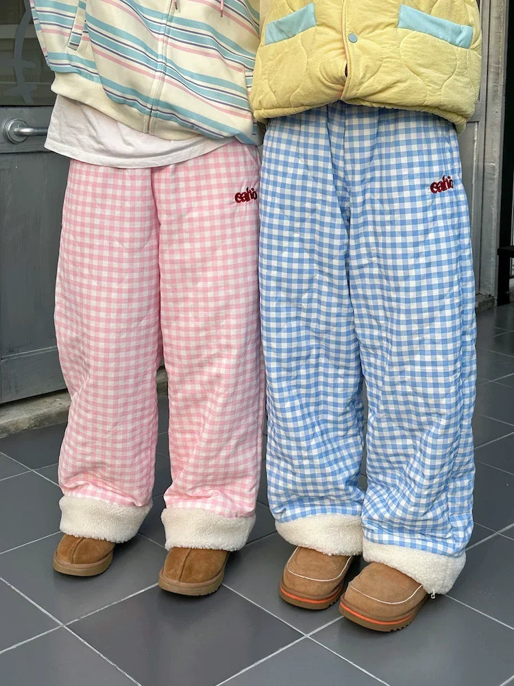Cotton Candy Check Fleece Cuff Pants