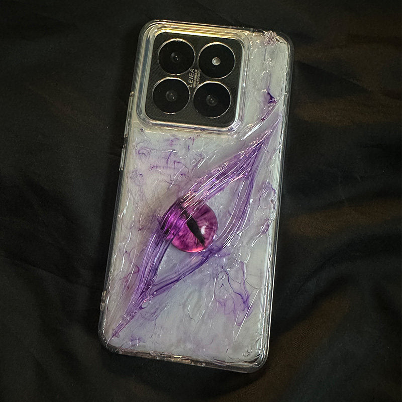 个性冰晶薰衣紫眼睛适用小米15手机壳新款14ultra超薄14pro极简xiaomi13情侣立体13pro艺术简约14全包UL防摔