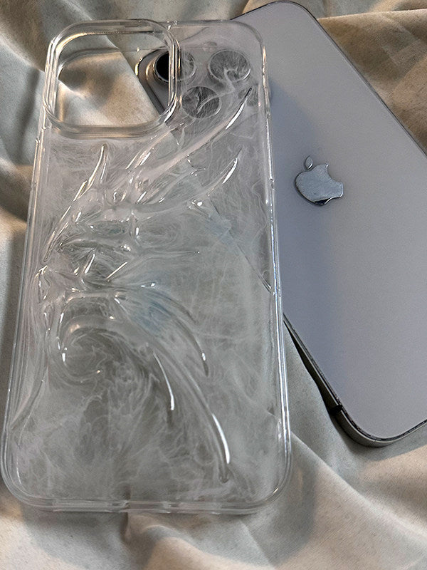 原创白色晕染翅膀适用苹果16promax手机壳15pro新款立体iphone13promax情侣防摔15pro个性13创意12简约小众16