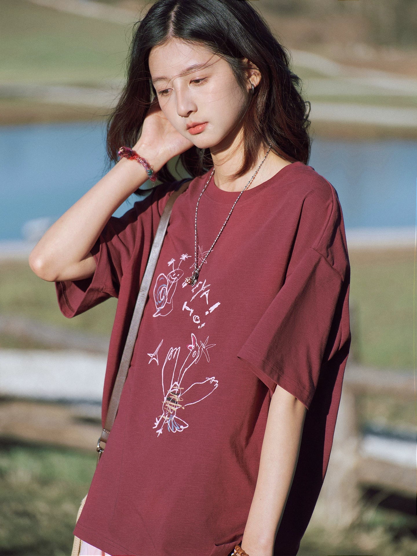 Abstract Bird Sketch Oversized T Shirt