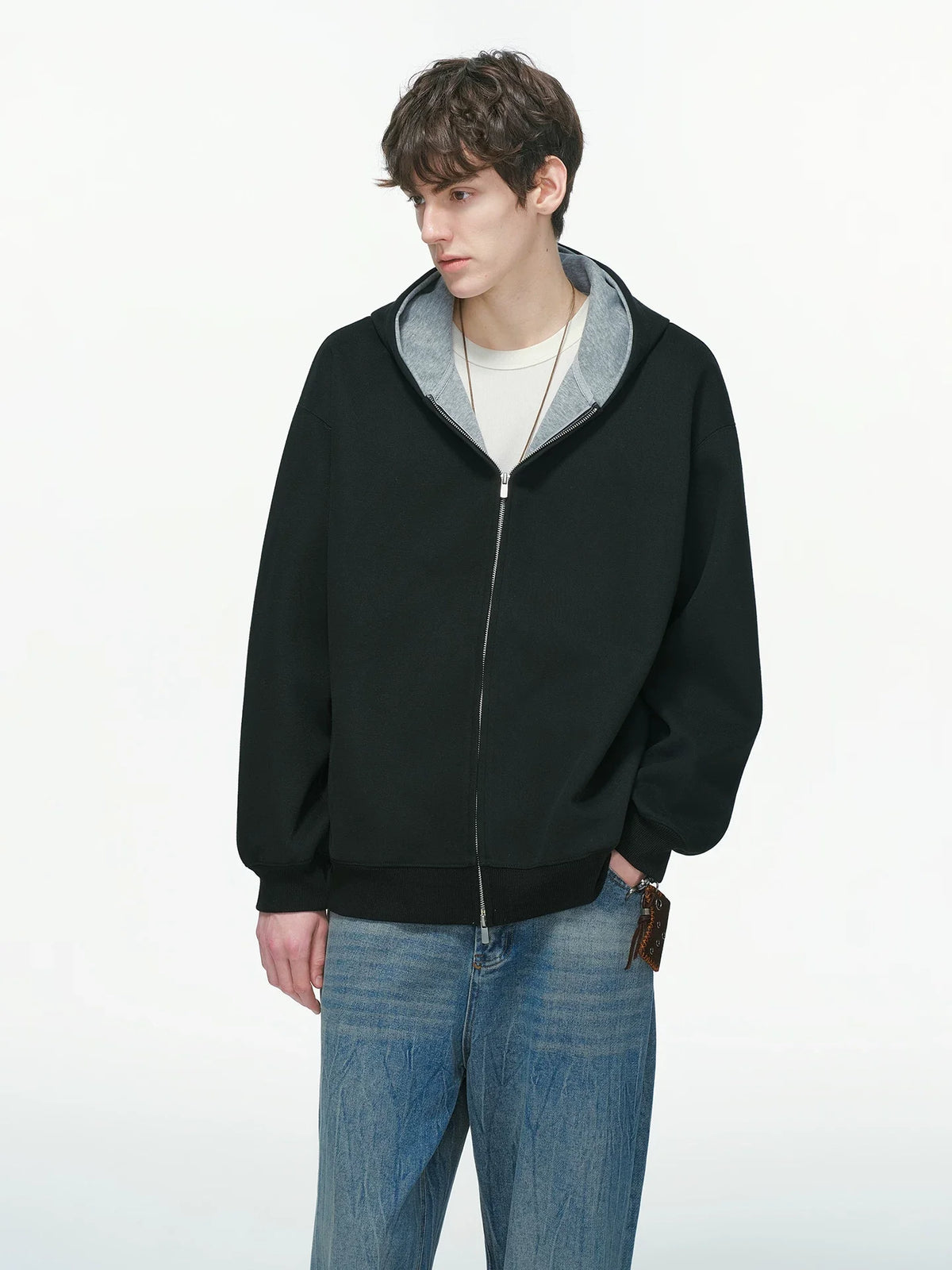 Dual-Tone Varsity Zip Hoodie
