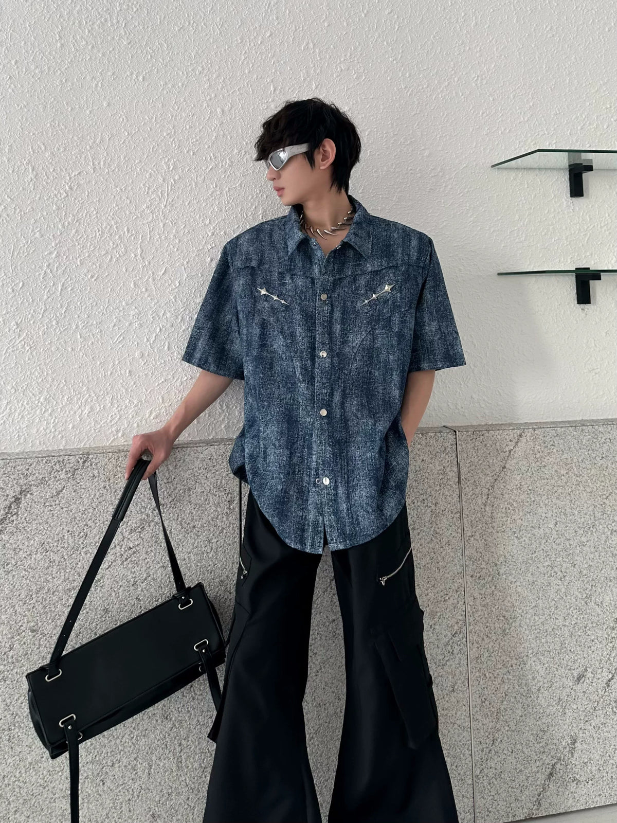 Slate Static Zip Detail Shirt
