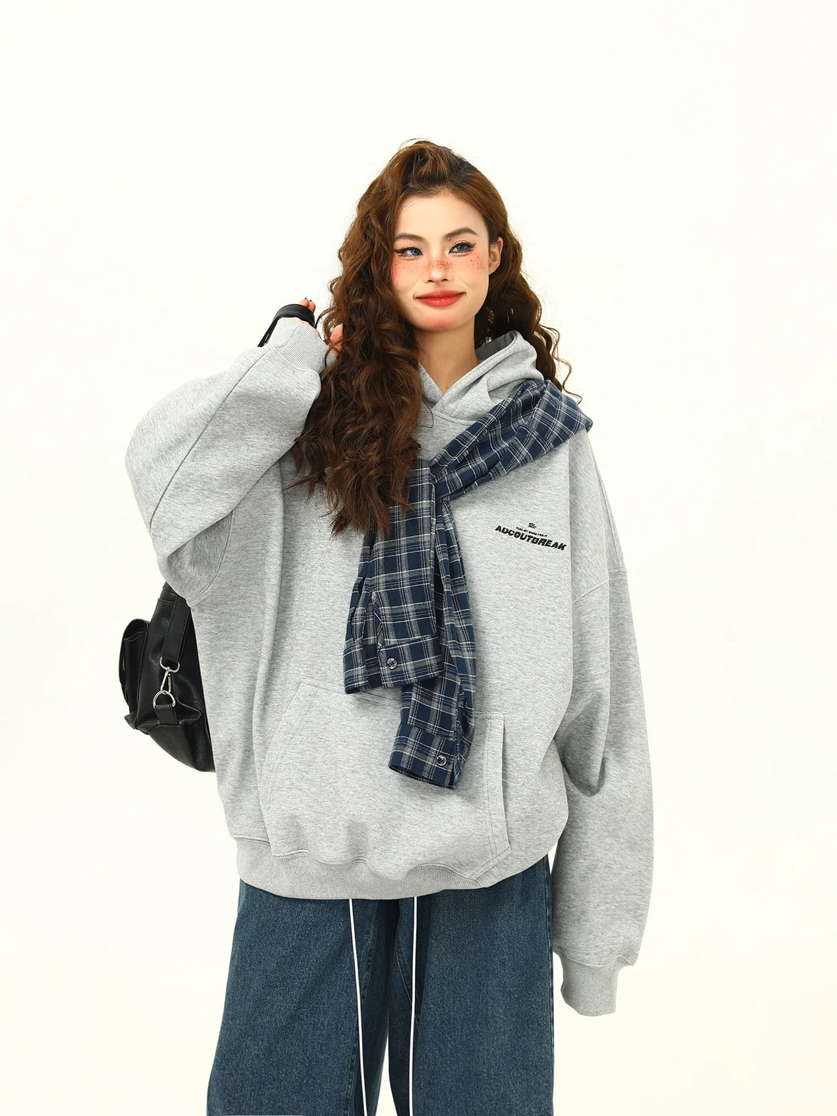 Plaid Accent Cozy Hoodie