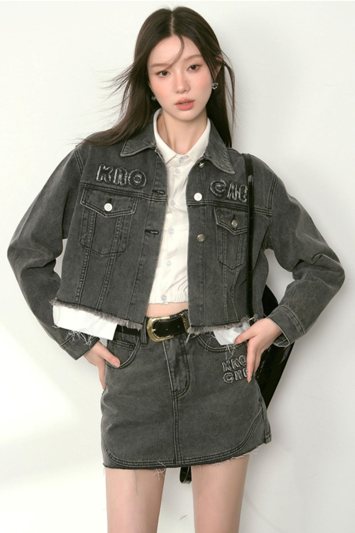 A Line Denim Skirt Set-Up