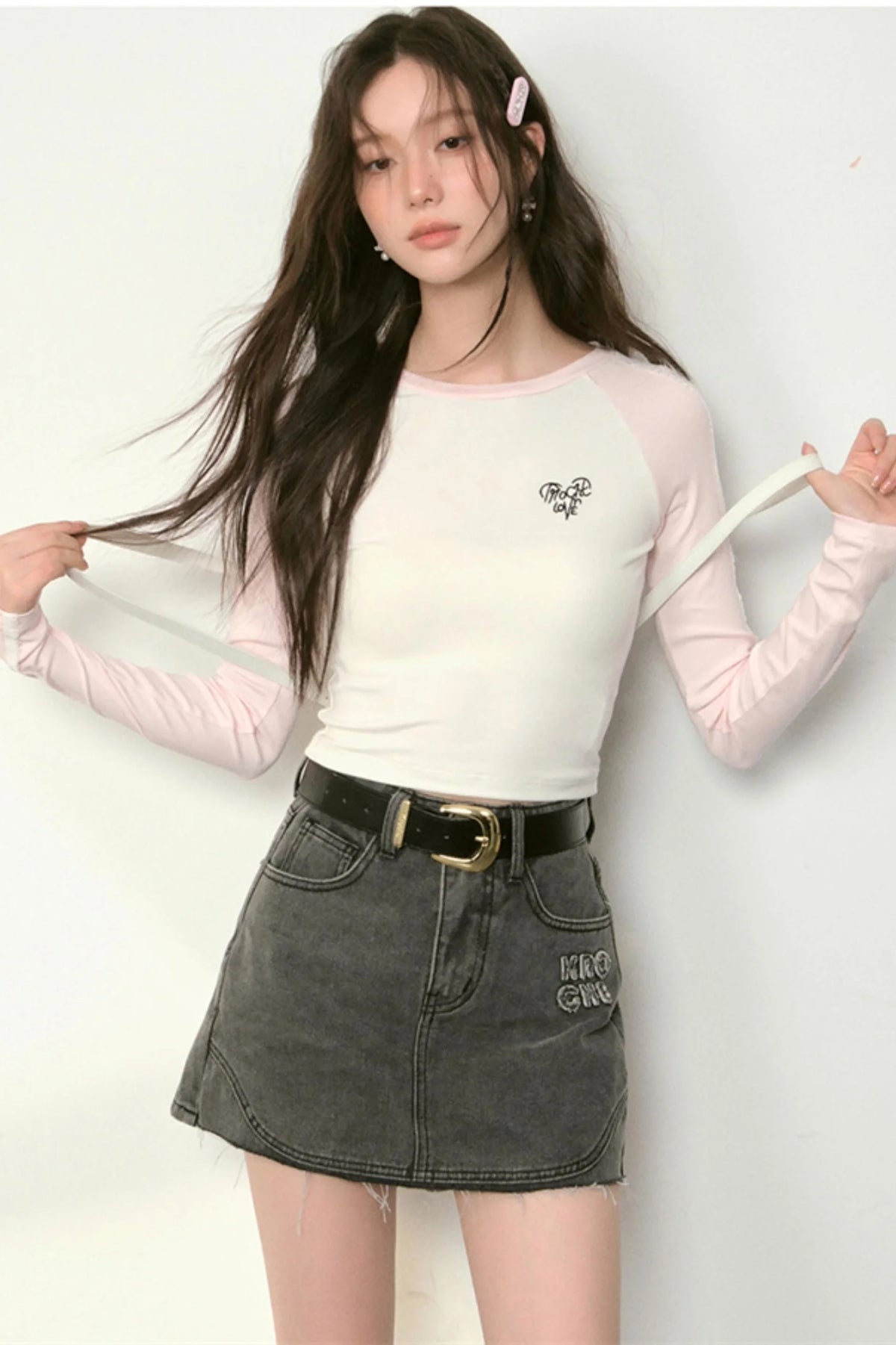 A Line Denim Skirt Set-Up