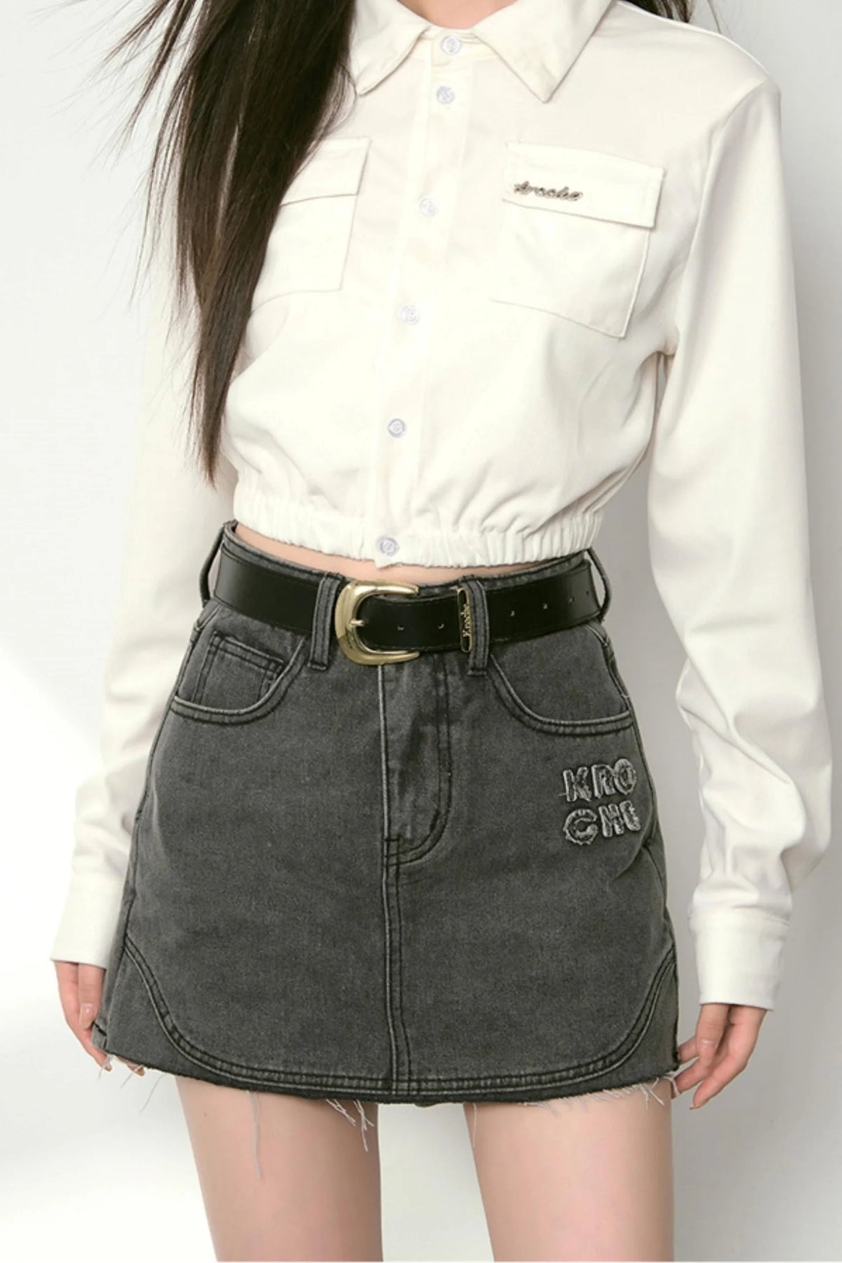 A Line Denim Skirt Set-Up