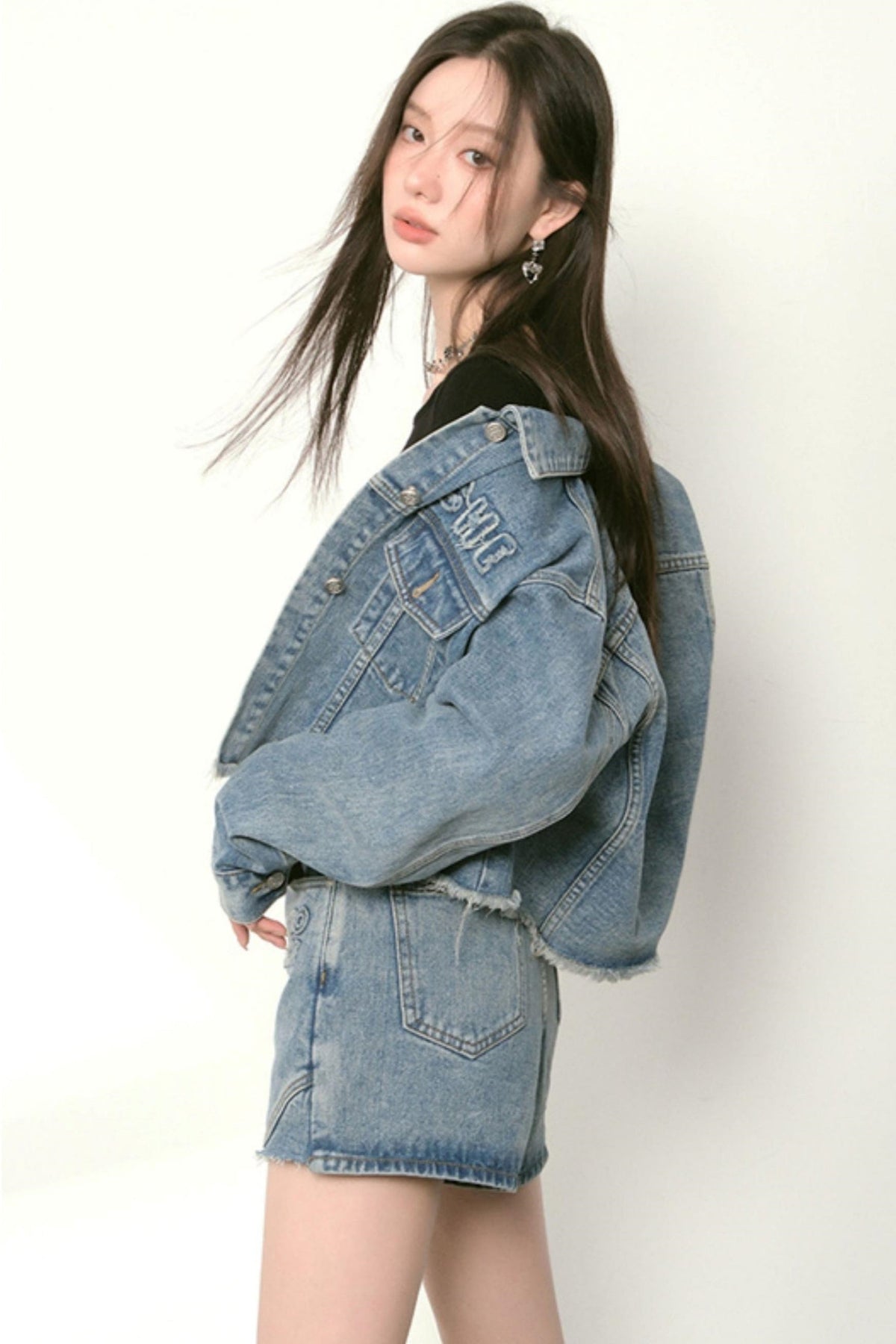 A Line Denim Skirt Set-Up