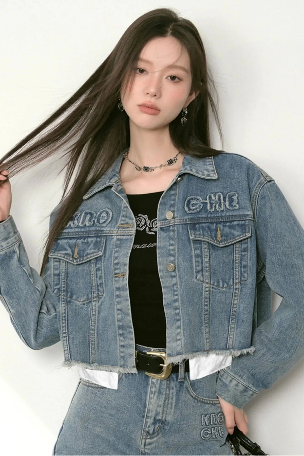 A Line Denim Skirt Set-Up