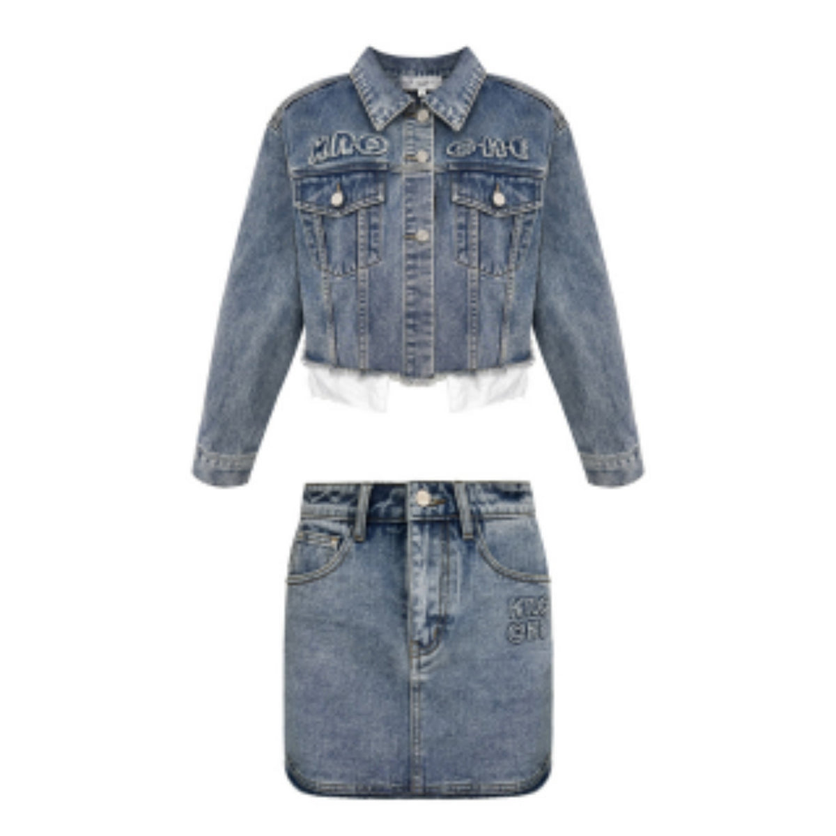 A Line Denim Skirt Set-Up