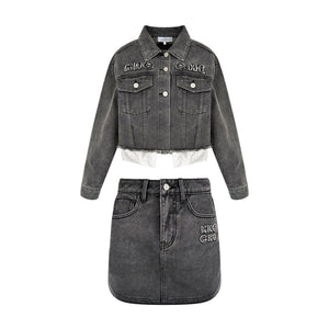 A Line Denim Skirt Set-Up