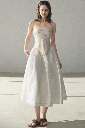 A-Line Lyocell Linen Midi Skirt