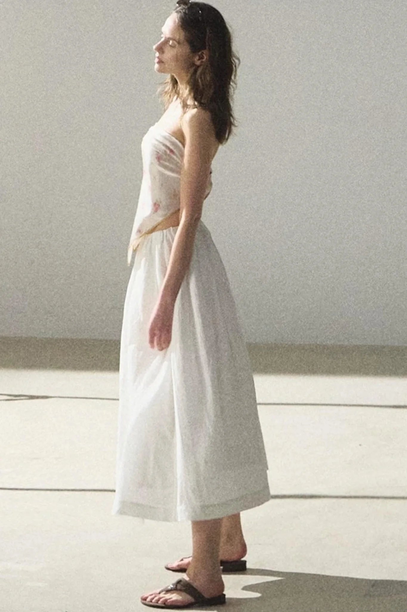 A-Line Lyocell Linen Midi Skirt