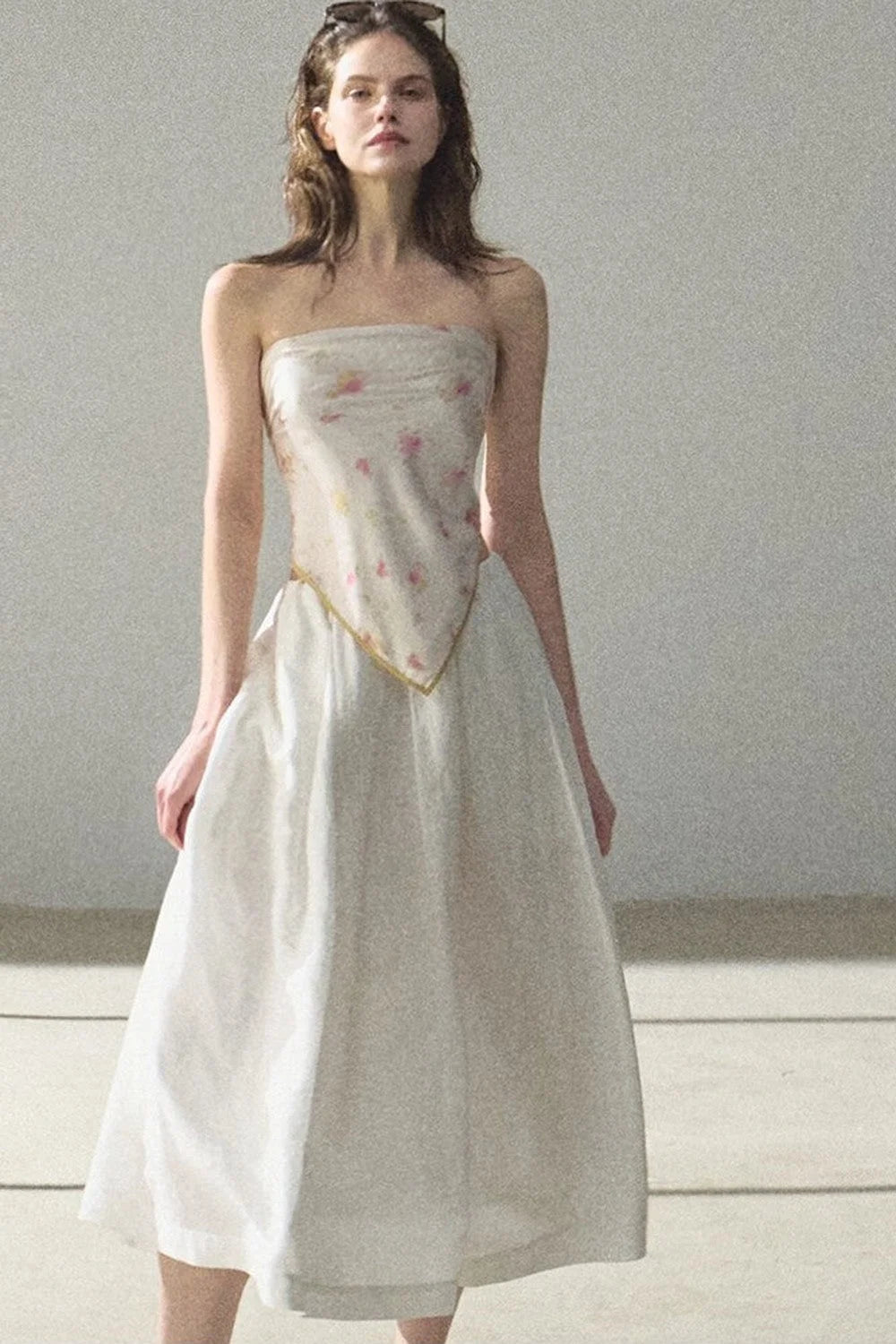 A-Line Lyocell Linen Midi Skirt
