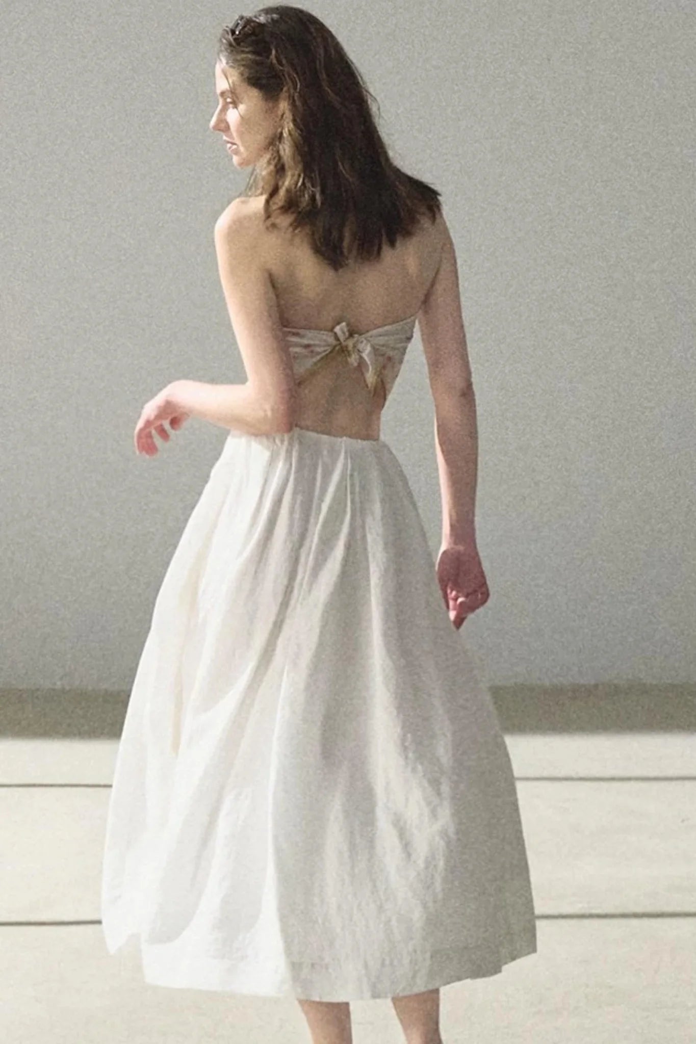 A-Line Lyocell Linen Midi Skirt