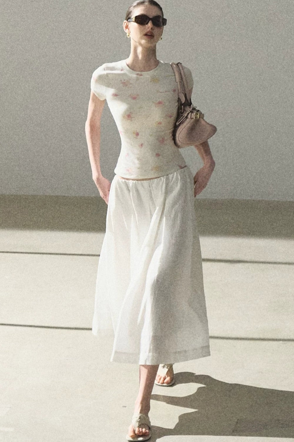 A-Line Lyocell Linen Midi Skirt