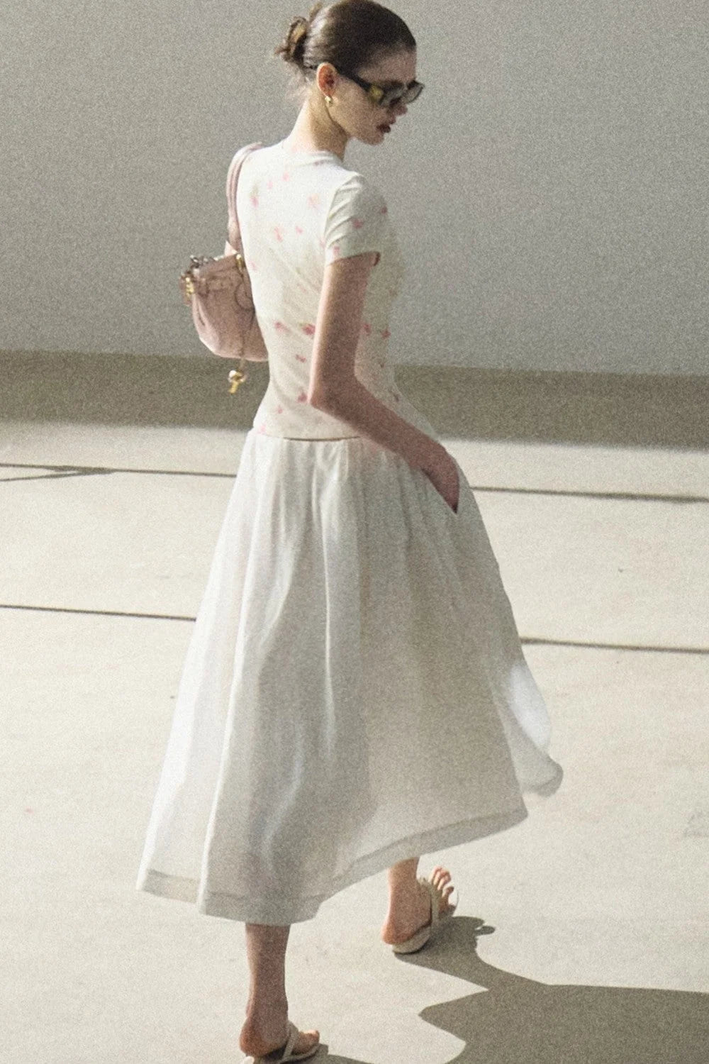 A-Line Lyocell Linen Midi Skirt