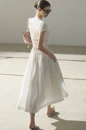 A-Line Lyocell Linen Midi Skirt