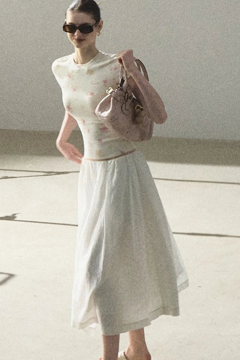 A-Line Lyocell Linen Midi Skirt