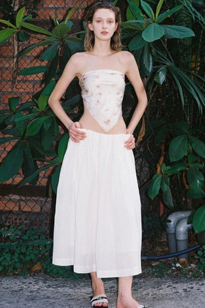 A-Line Lyocell Linen Midi Skirt