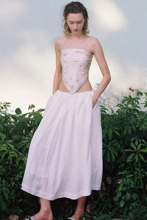 A-Line Lyocell Linen Midi Skirt