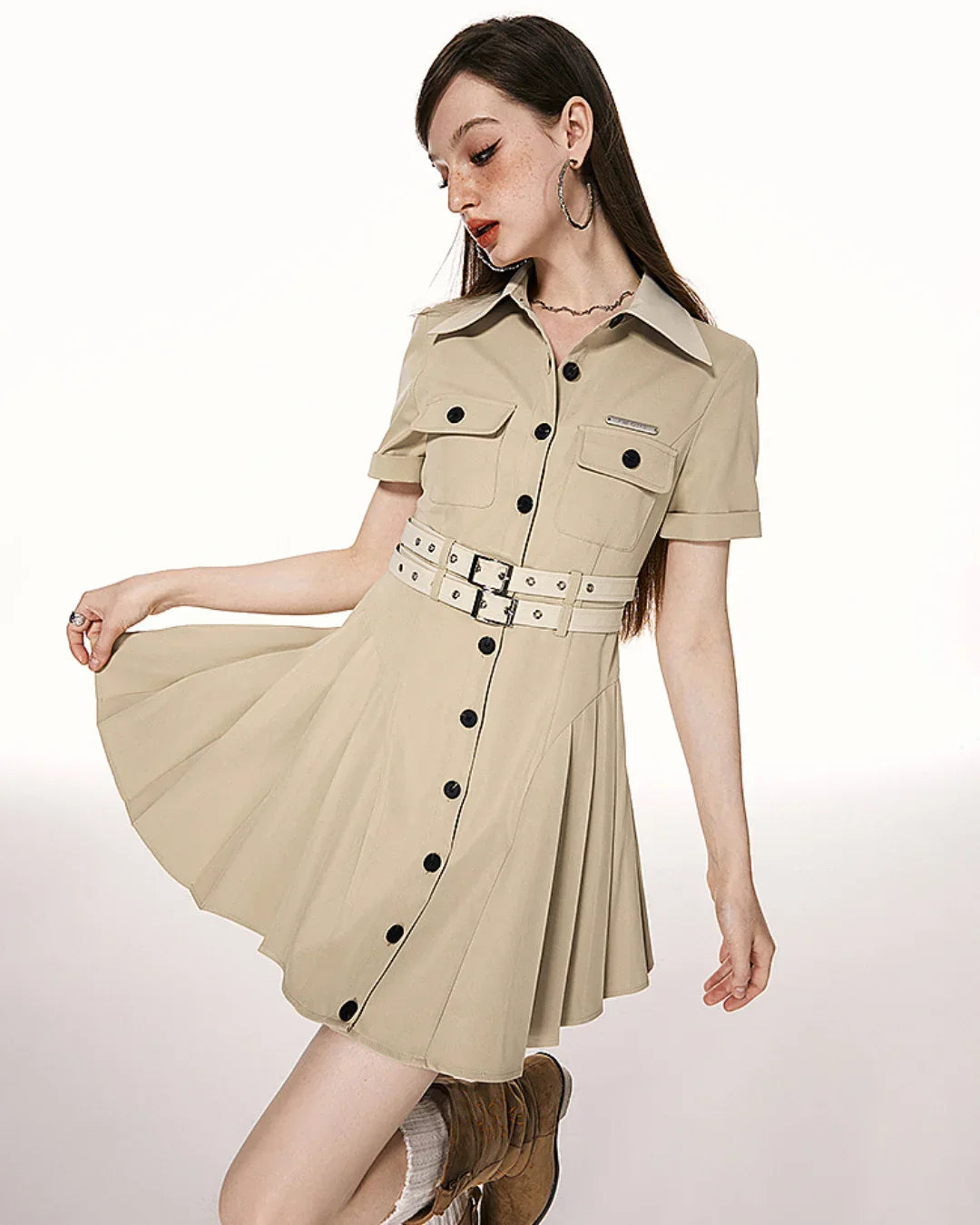 A Line Pleated Dress