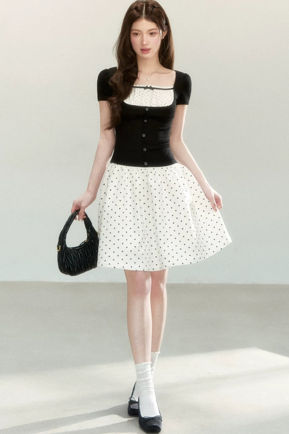A-Line Polka Dot Mini Skirt