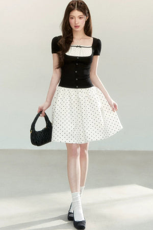 A-Line Polka Dot Mini Skirt