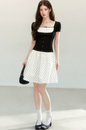 A-Line Polka Dot Mini Skirt