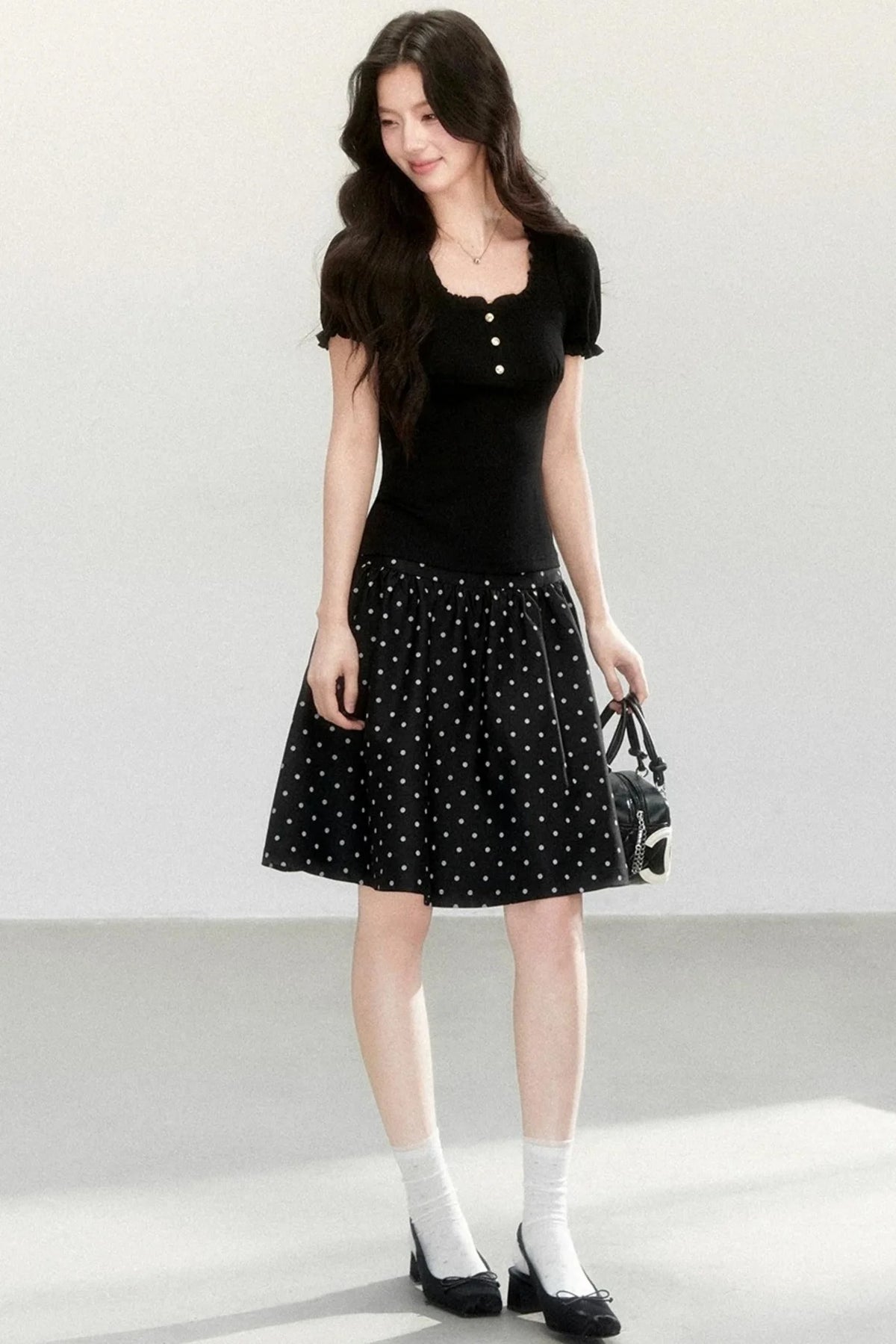 A-Line Polka Dot Mini Skirt