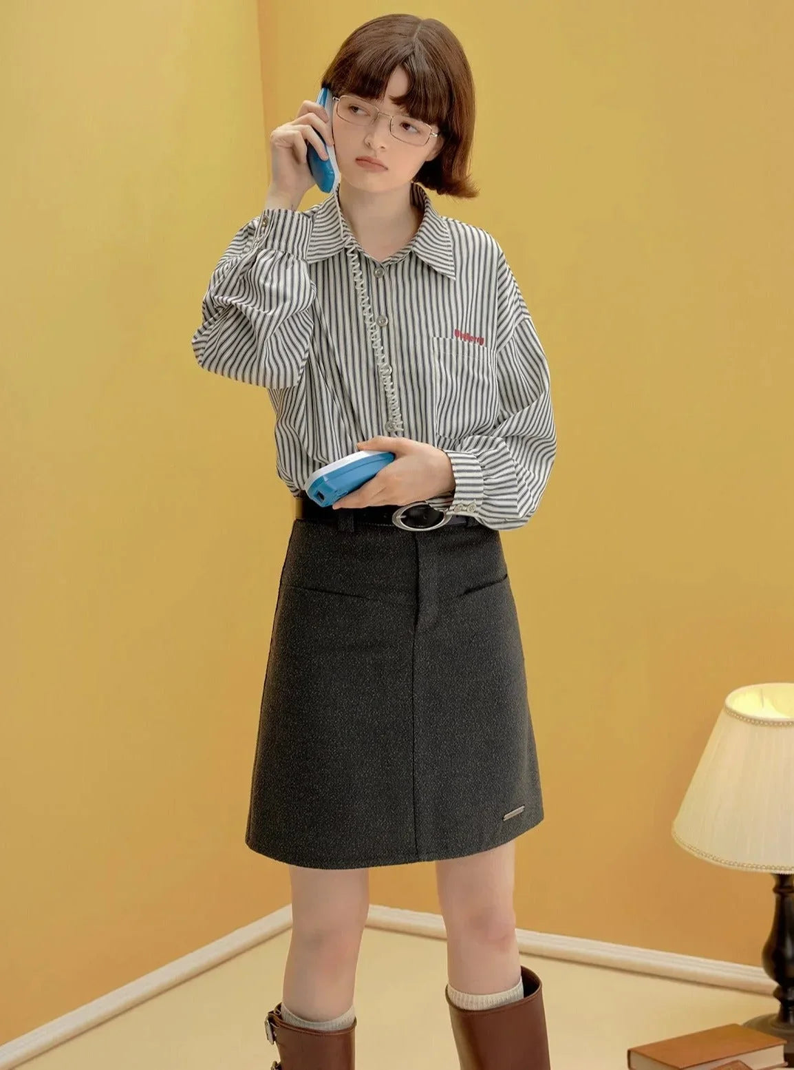A-line slim short skirt