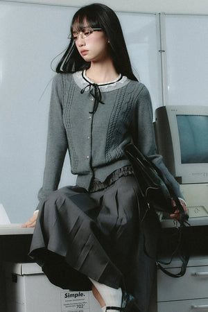 Academic Lace-Collar Knit Top