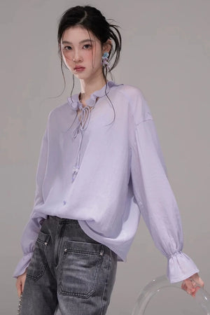 Acetate Deep Purple Blouse Set